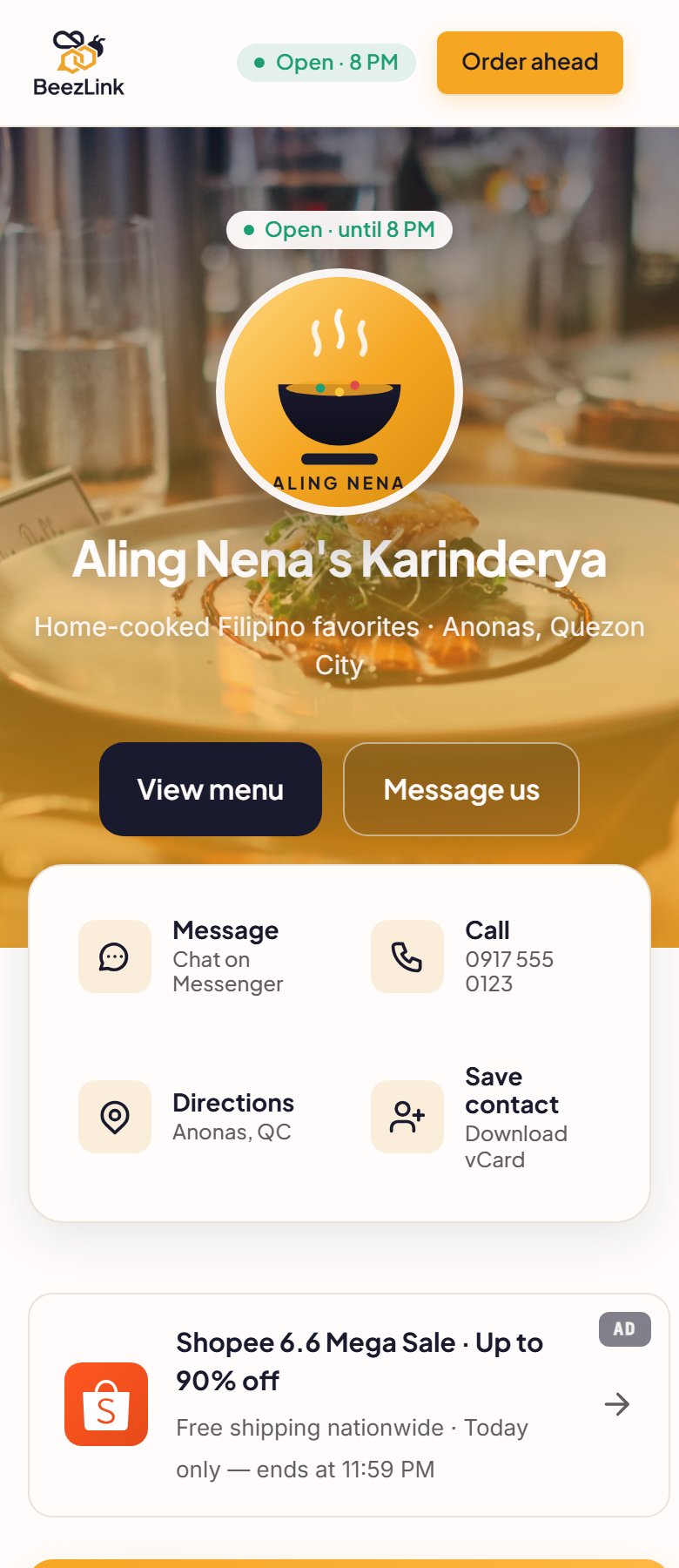 Aling Nena's Karinderya template preview